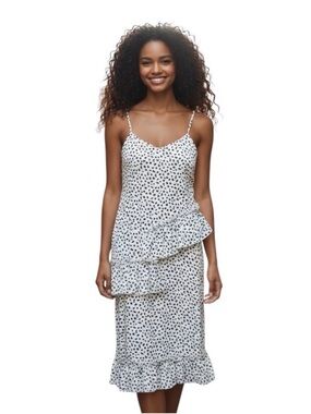 L Love Black White Ruffle Midi Dress – Size Medium